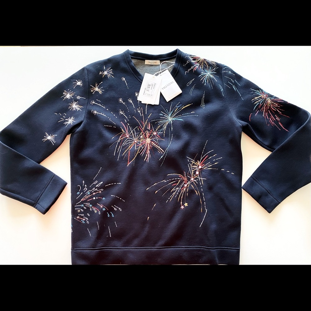 Valentino Men's Fireworks Long Sleeve Crewneck Size Large
